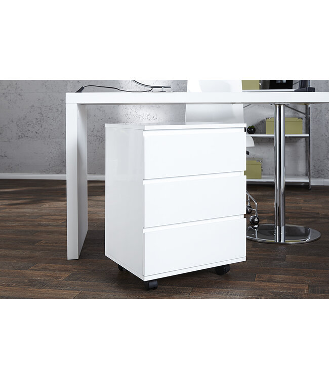 Invicta Interior Moderne rolcontainer BIG DEAL 45cm wit hoogglans 3 lades - 16808