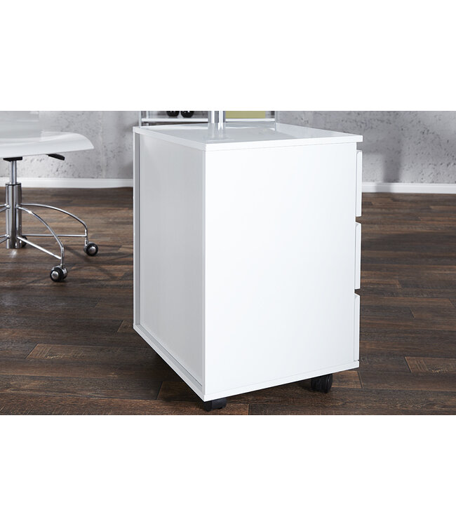 Invicta Interior Moderne rolcontainer BIG DEAL 45cm wit hoogglans 3 lades - 16808