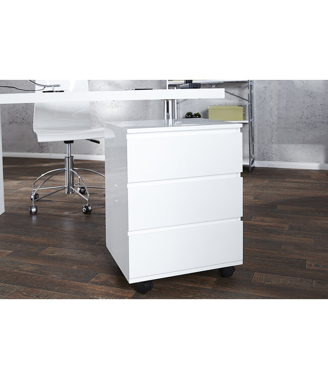 Invicta Interior Moderne rolcontainer BIG DEAL 45cm wit hoogglans 3 lades - 16808