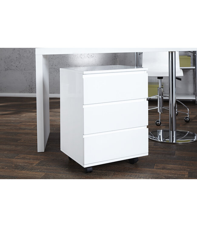 Invicta Interior Moderne rolcontainer BIG DEAL 45cm wit hoogglans 3 lades - 16808