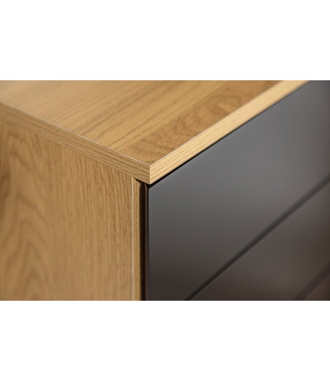 Invicta Interior Moderne rolcontainer STUDIO 40cm zwart eikenlook 4 lades - 40626