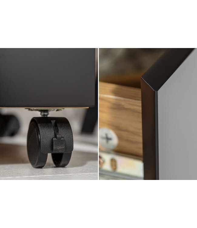 Invicta Interior Moderne rolcontainer STUDIO 40cm zwart eikenlook 4 lades - 40626