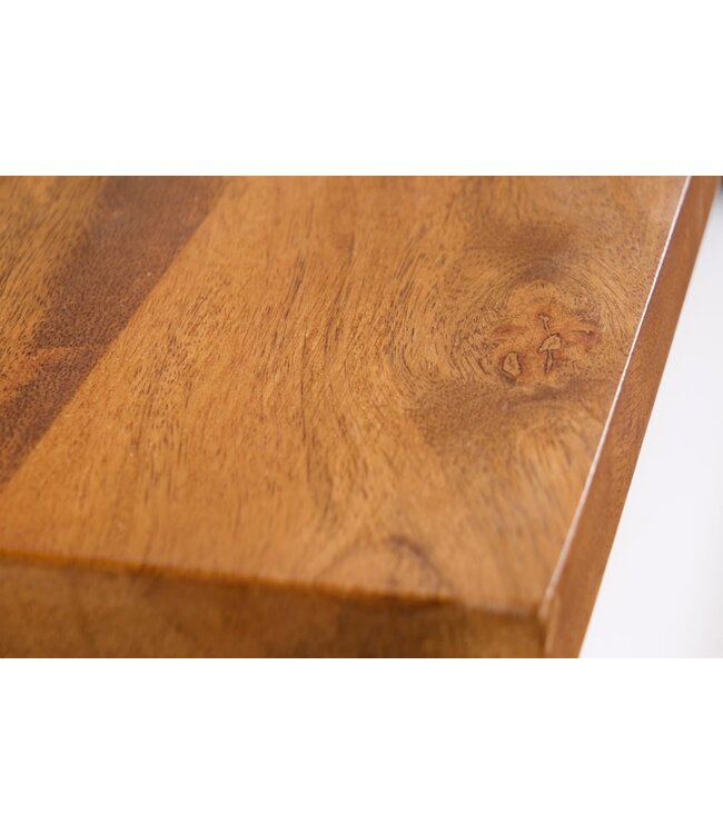 Invicta Interior Massieve salontafel AMAZONAS 110 cm mangohout metaal zwarte boomrand honingafwerking - 42183