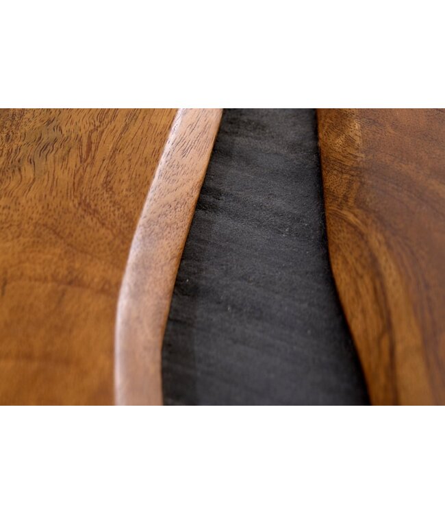 Invicta Interior Massieve salontafel AMAZONAS 110 cm mangohout metaal zwarte boomrand honingafwerking - 42183