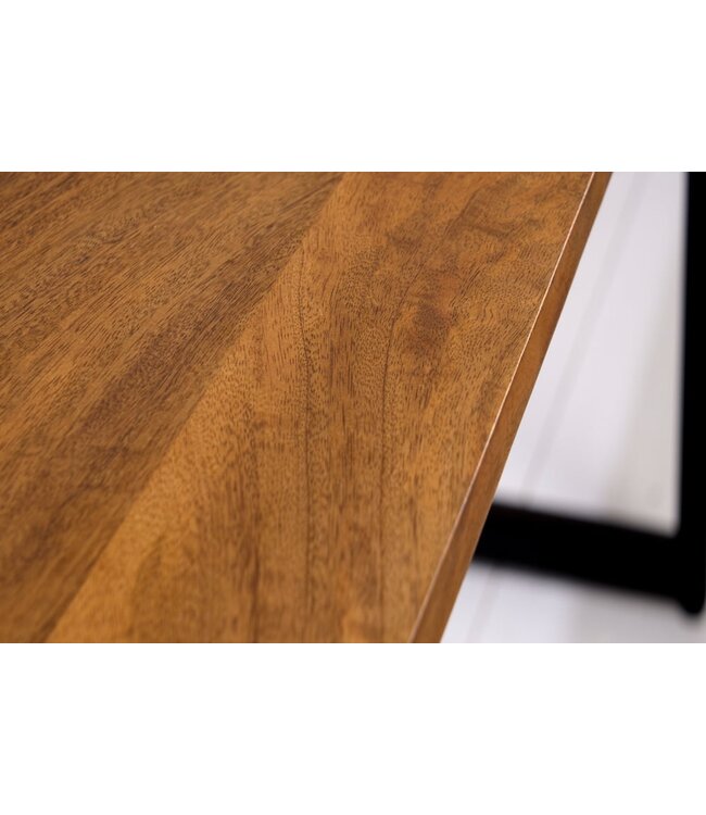 Invicta Interior Massieve salontafel AMAZONAS 110 cm mangohout metaal zwarte boomrand honingafwerking - 42183