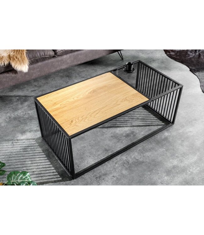 Invicta Interior Design salontafel ARCHITECTURE 100cm zwart wild eiken gerookt glas metaal - 43002