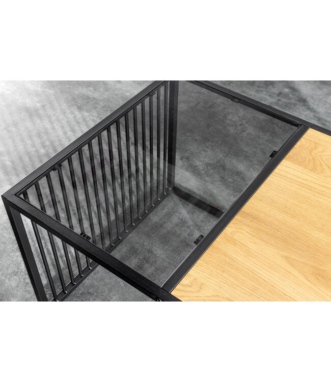 Invicta Interior Design salontafel ARCHITECTURE 100cm zwart wild eiken gerookt glas metaal - 43002