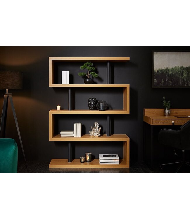 Invicta Interior Design plank SNAKE 165cm eikenlook boekenkast met vijf planken - 41214