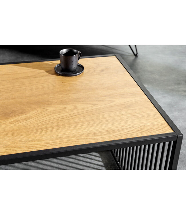 Invicta Interior Design salontafel ARCHITECTURE 100cm zwart wild eiken gerookt glas metaal - 43002