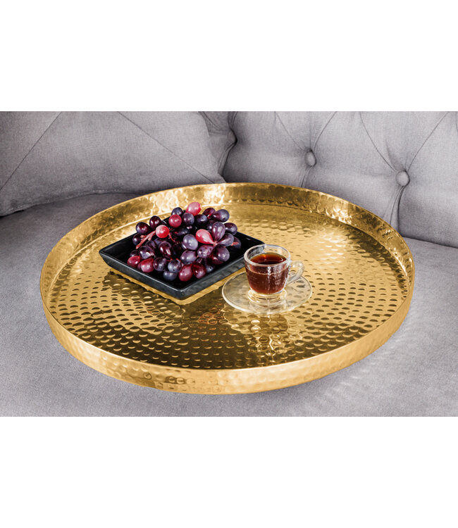 Invicta Interior Set van 2 ronde salontafels ELEMENTS ÃƒÆ’Ã‹Å“60cm goud zwart metalen dienblad tafel bijzettafel handgemaakt - 42730