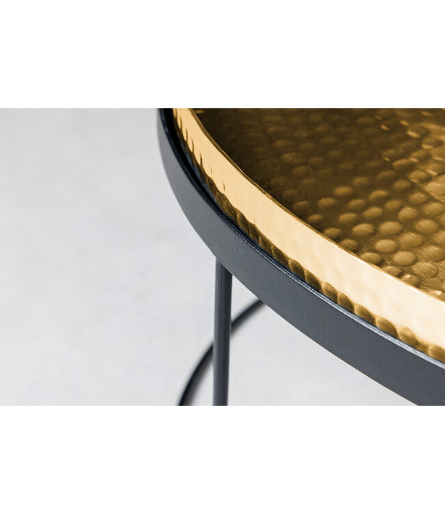 Invicta Interior Set van 2 ronde salontafels ELEMENTS ÃƒÆ’Ã‹Å“60cm goud zwart metalen dienblad tafel bijzettafel handgemaakt - 42730