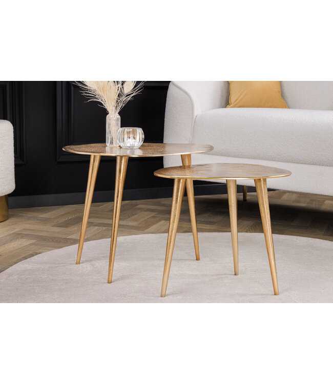 Invicta Interior Set van 2 salontafels ELEMENTS 50cm goud metaal handgemaakt - 42719