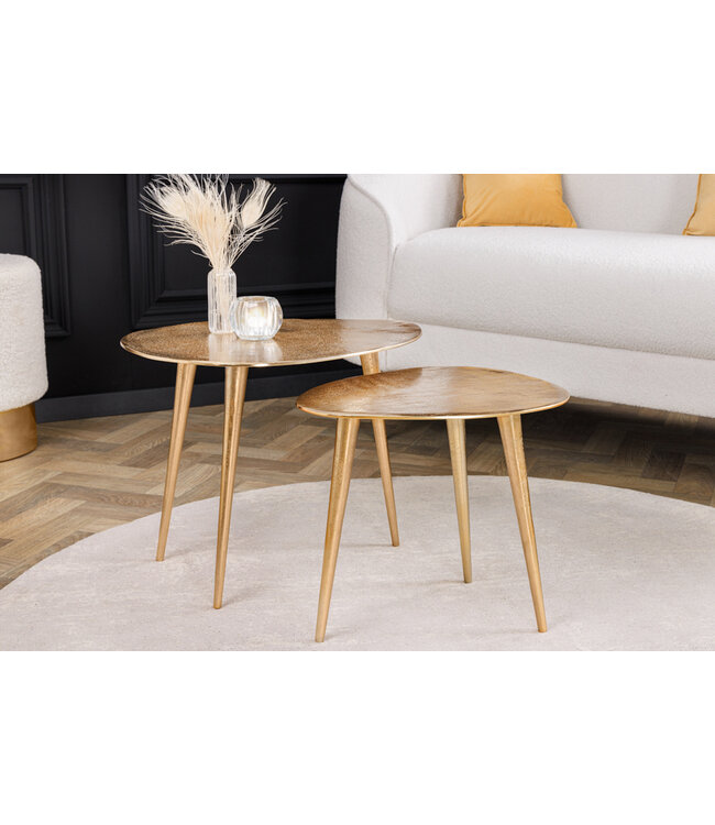 Invicta Interior Set van 2 salontafels ELEMENTS 50cm goud metaal handgemaakt - 42719