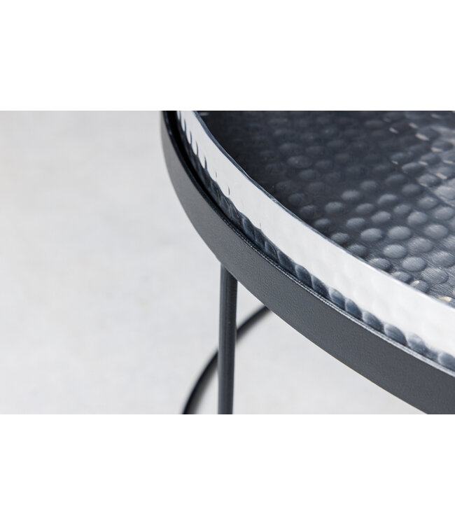 Invicta Interior Set van 2 ronde salontafels ELEMENTS 60cm zilverzwart metalen dienblad bijzettafel - 42729