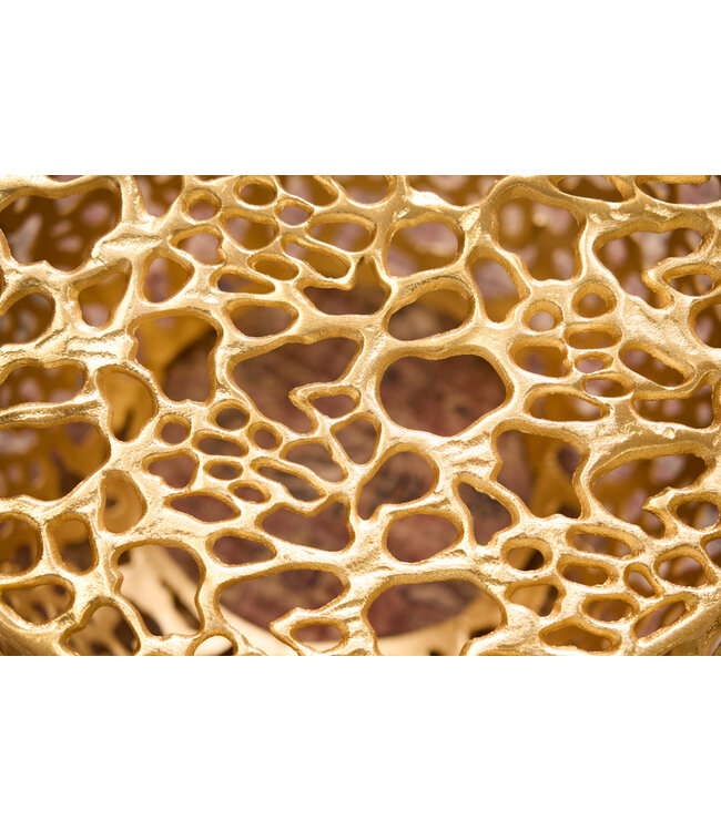 Invicta Interior Ronde salontafel ABSTRACT BLAD 50cm goudkleurig metaal filigraan handgemaakt vintage design - 43230