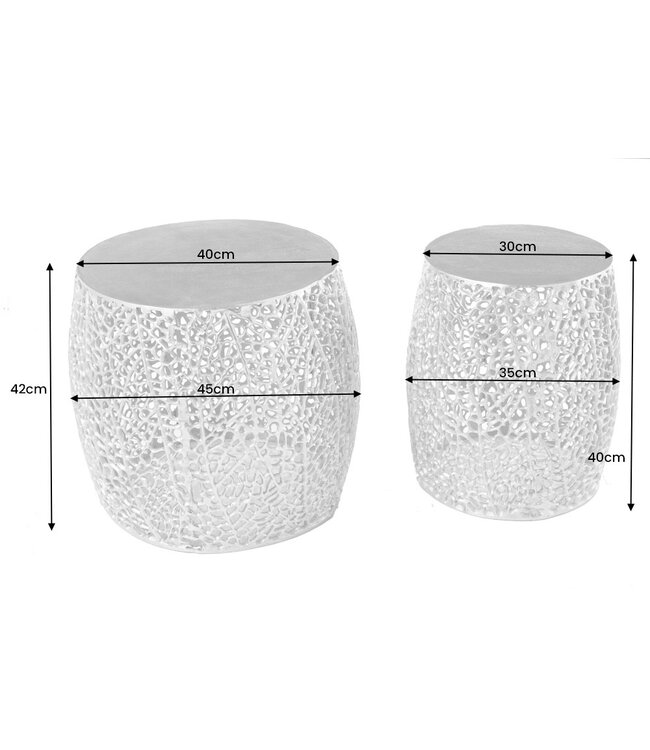 Invicta Interior Set van 2 filigrane design salontafels ABSTRACT LEAF goud handgemaakt metaal rond - 43224