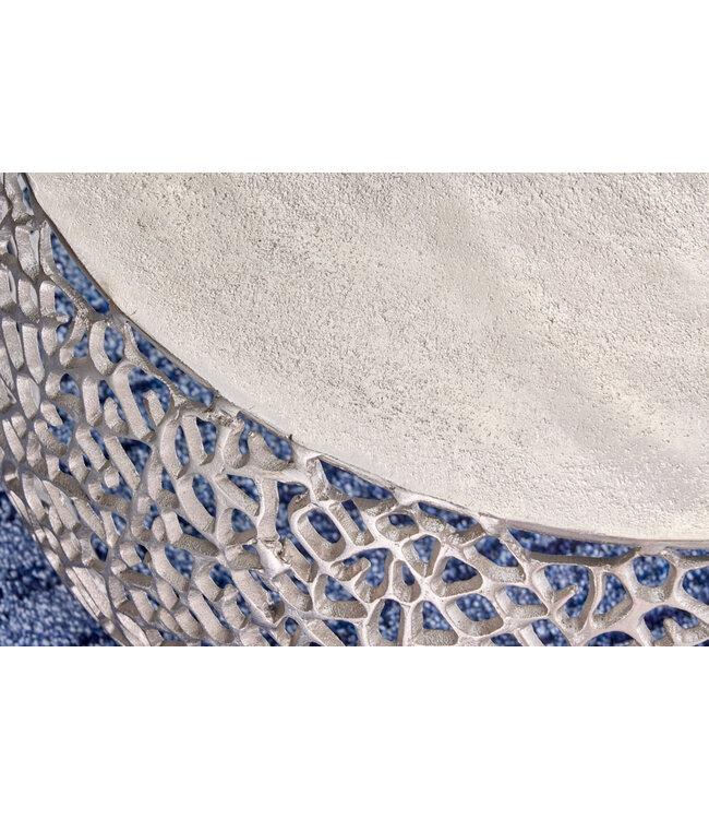 Invicta Interior Set van 2 filigrane design salontafels ABSTRACT LEAF antiek zilver handgemaakt rond - 43226