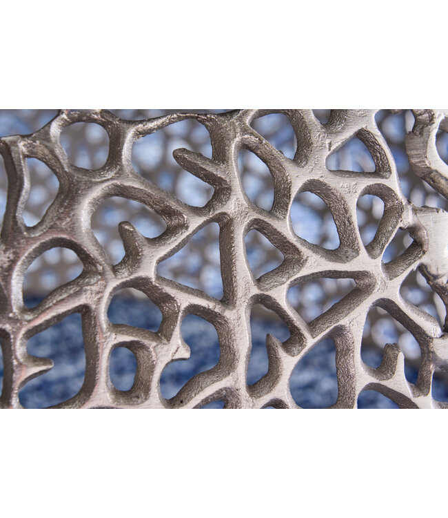 Invicta Interior Set van 2 filigrane design salontafels ABSTRACT LEAF antiek zilver handgemaakt rond - 43226