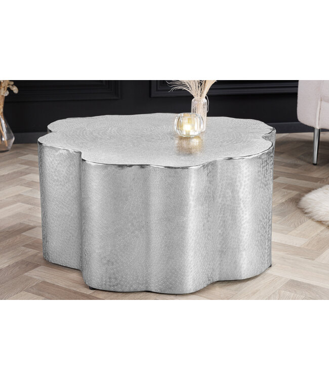 Invicta Interior Design salontafel ORGANIC ORIENT 75cm zilver handgemaakt - 42246