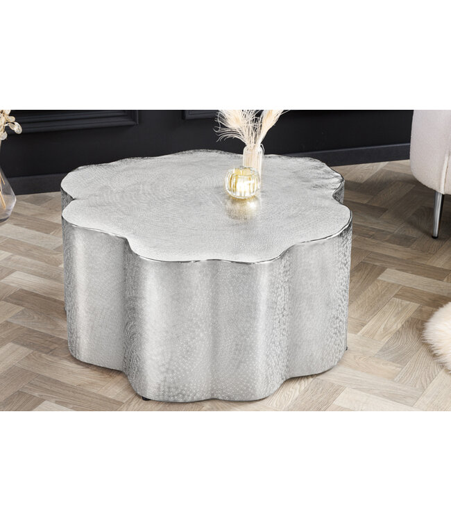 Invicta Interior Design salontafel ORGANIC ORIENT 75cm zilver handgemaakt - 42246