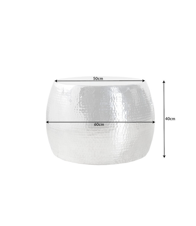 Invicta Interior Ronde salontafel ORIENT 60cm zilver metaal aluminium gehamerd ontwerp handgemaakt - 36461