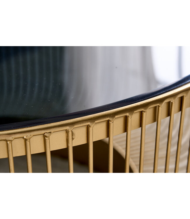 Invicta Interior Ronde salontafel VARIATION 80cm goud metalen frame zwart glas handgemaakt vintage design - 43233