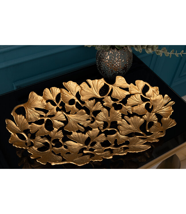 Invicta Interior Decoratieve kom GINKGO LEAFS 40cm goud handgemaakt metaal - 41795