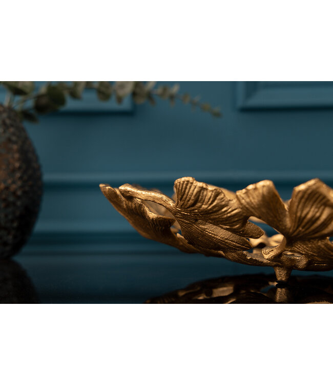 Invicta Interior Decoratieve kom GINKGO LEAFS 40cm goud handgemaakt metaal - 41795