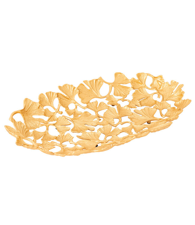 Invicta Interior Decoratieve kom GINKGO LEAFS 40cm goud handgemaakt metaal - 41795