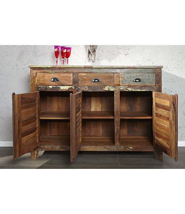 Invicta Interior Uniek dressoir JAKARTA 125cm gerecycled massief hout van vissersboten - 19906