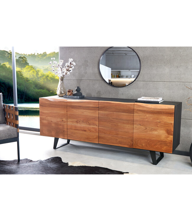 Invicta Interior Industrieel design dressoir ORGANIC ARTWORK 180 cm massief acaciahout ijzeren frame - 43304