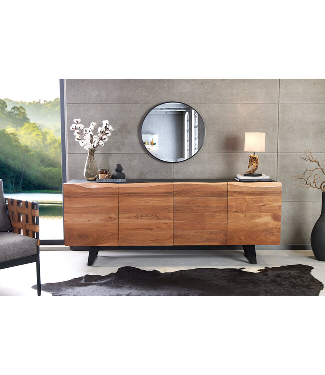 Invicta Interior Industrieel design dressoir ORGANIC ARTWORK 180 cm massief acaciahout ijzeren frame - 43304