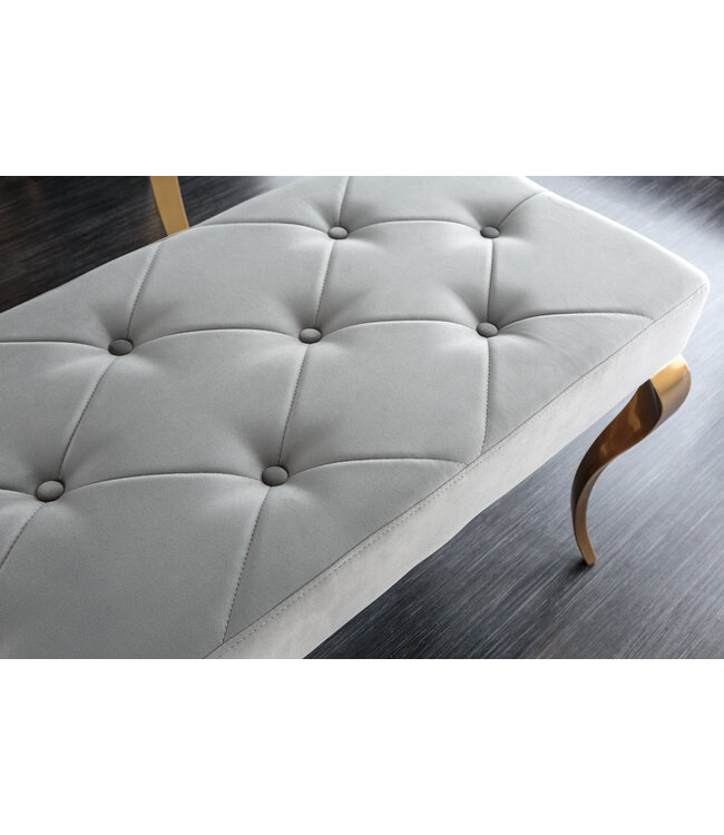 Invicta Interior Design bank MODERN BAROK 175cm grijs fluweel goud roestvrij staal - 43385