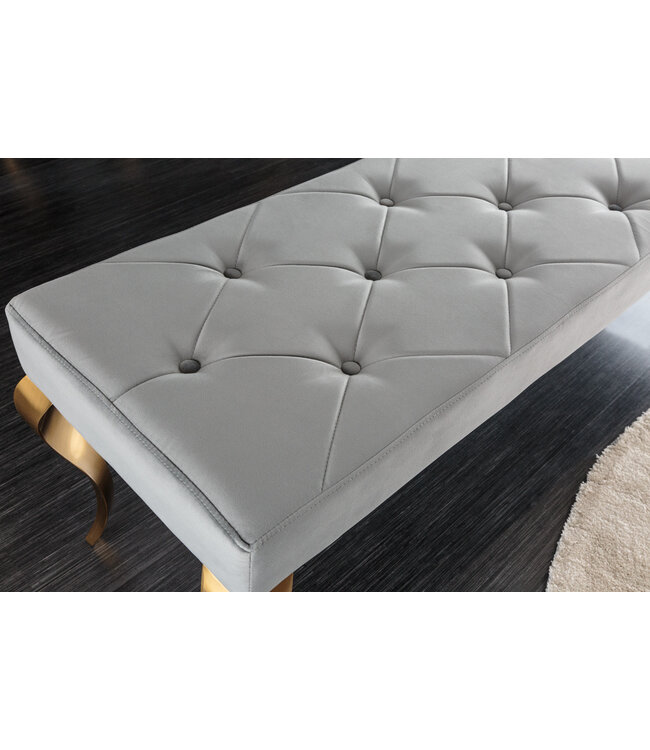 Invicta Interior Design bank MODERN BAROK 175cm grijs fluweel goud roestvrij staal - 43385