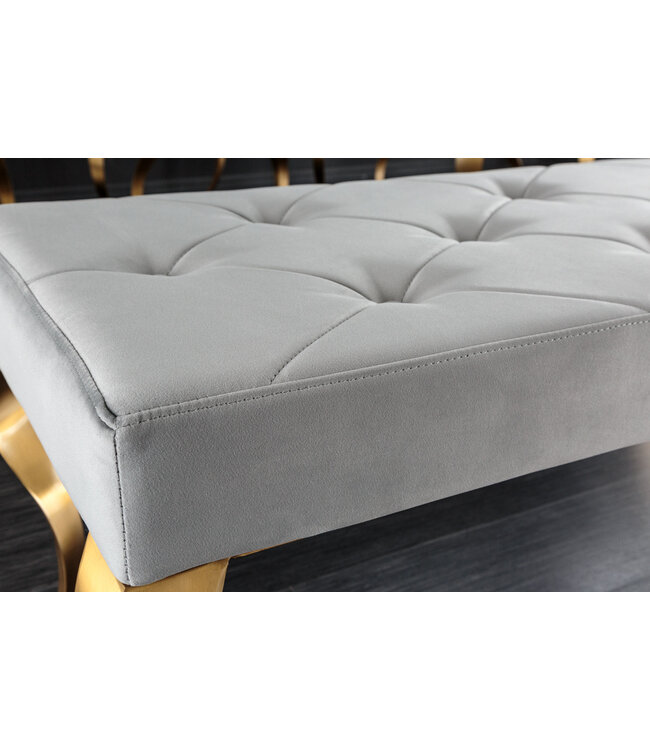 Invicta Interior Design bank MODERN BAROK 175cm grijs fluweel goud roestvrij staal - 43385