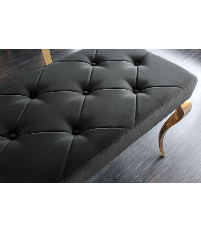 Invicta Interior Design bank MODERN BAROK 175cm zwart fluweel goud roestvrij staal - 43386