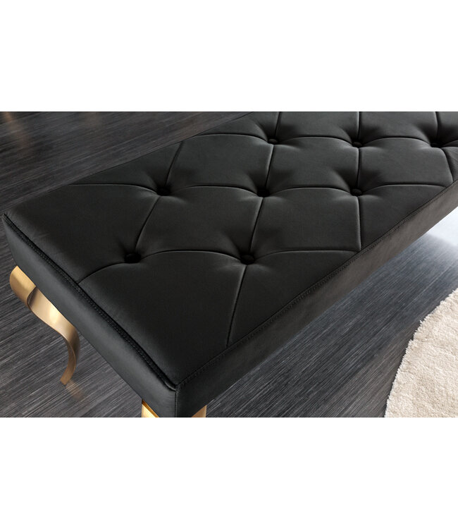 Invicta Interior Design bank MODERN BAROK 175cm zwart fluweel goud roestvrij staal - 43386