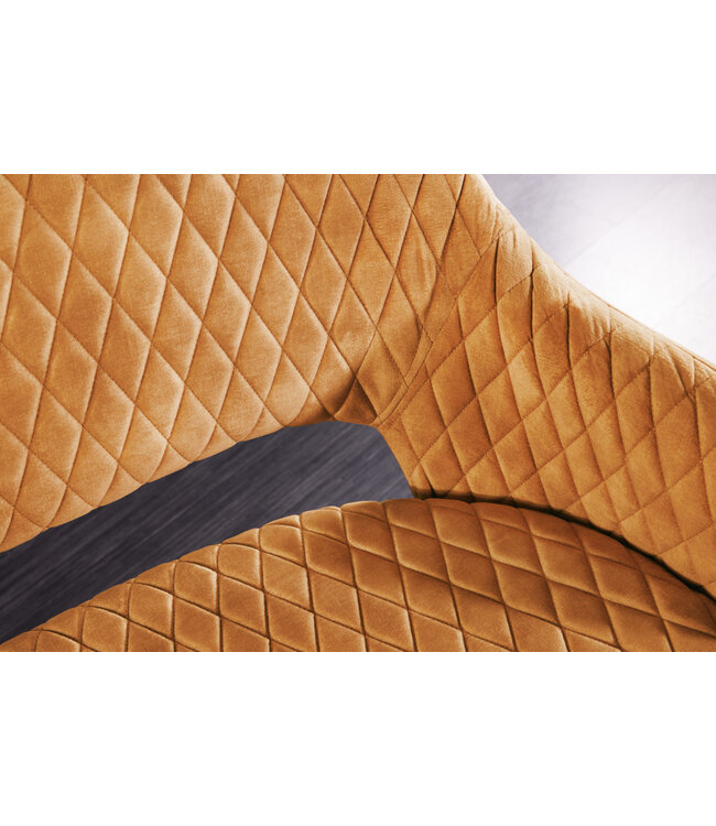 Invicta Interior Design bank PARIS 160cm mosterdgeel fluwelen retro rugleuning - 43681