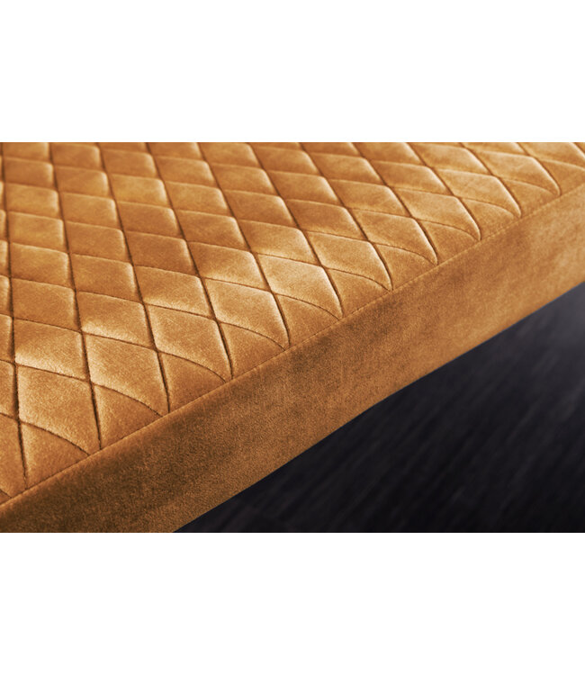 Invicta Interior Design bank PARIS 160cm mosterdgeel fluwelen retro rugleuning - 43681