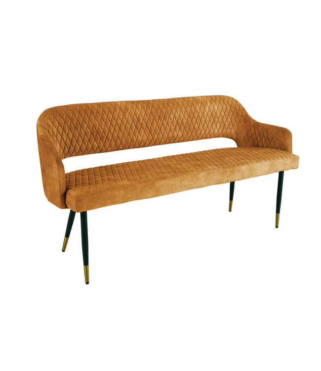 Invicta Interior Design bank PARIS 160cm mosterdgeel fluwelen retro rugleuning - 43681