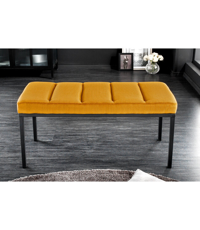 Invicta Interior Design bank PETIT BEAUTE 80cm mosterdgeel corduroy zwart frame - 43312