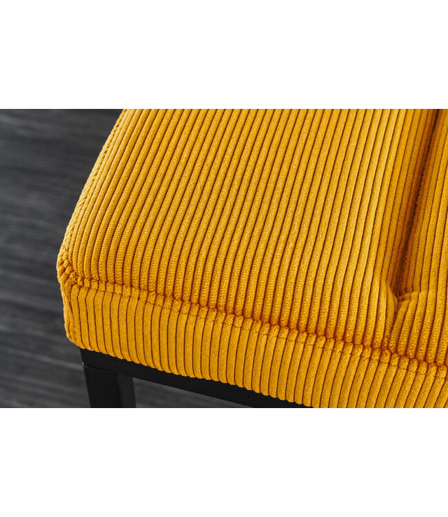 Invicta Interior Design bank PETIT BEAUTE 80cm mosterdgeel corduroy zwart frame - 43312