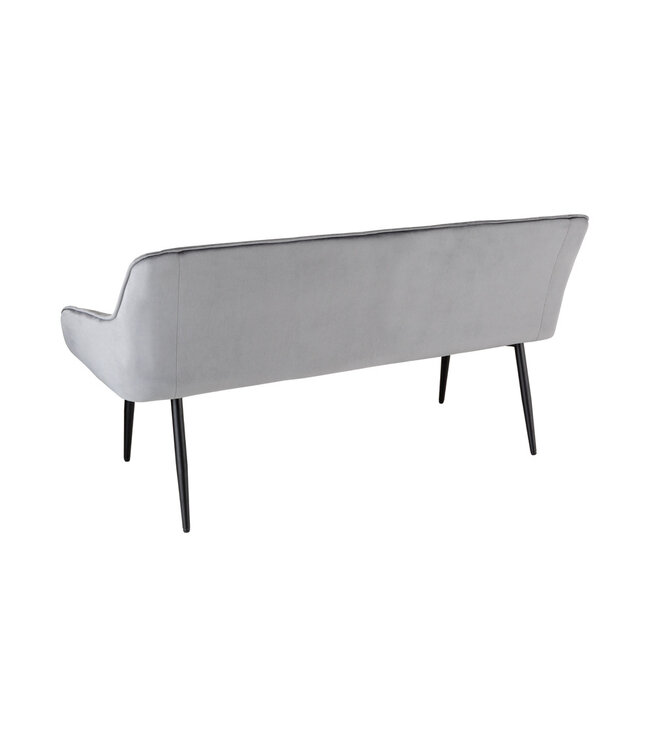 Invicta Interior Design bank TURIN 160cm zilvergrijs fluweel zwart metalen armleuning - 43692