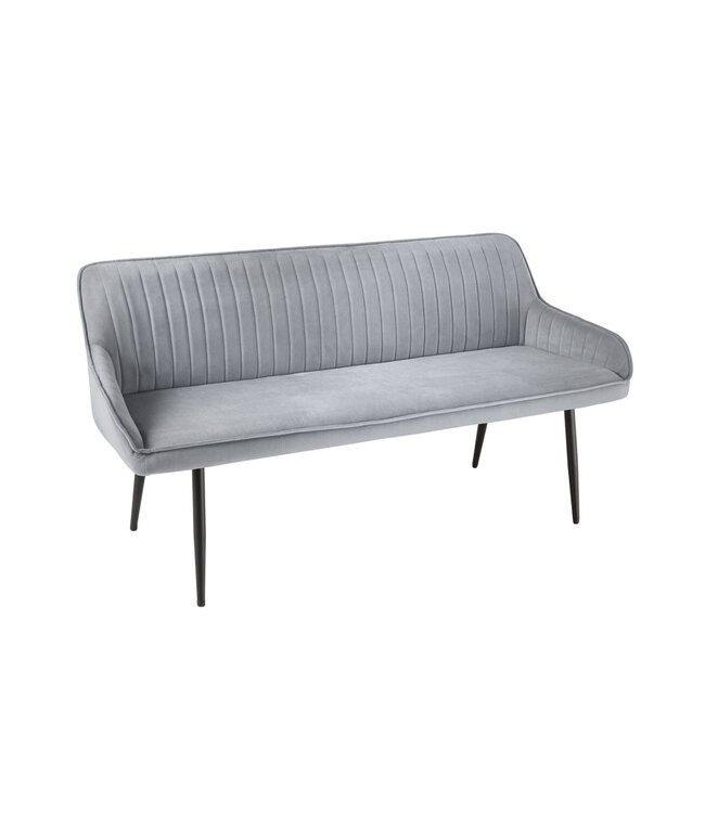 Invicta Interior Design bank TURIN 160cm zilvergrijs fluweel zwart metalen armleuning - 43692