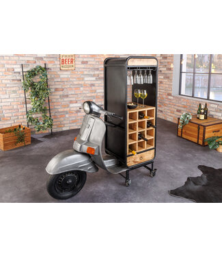 Invicta Interior Design barkast UPCYCLING SCOOTER 160cm zilver mangohout handgemaakt - 43600