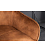 Invicta Interior Design barkruk EUPHORIA bruin fluweel zwart metalen poten barstoel met rugleuning - 43689