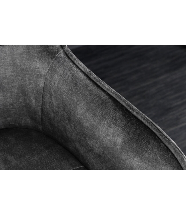 Invicta Interior Design barkruk EUPHORIA grijs fluweel zwart metalen poten barstoel met rugleuning - 43690