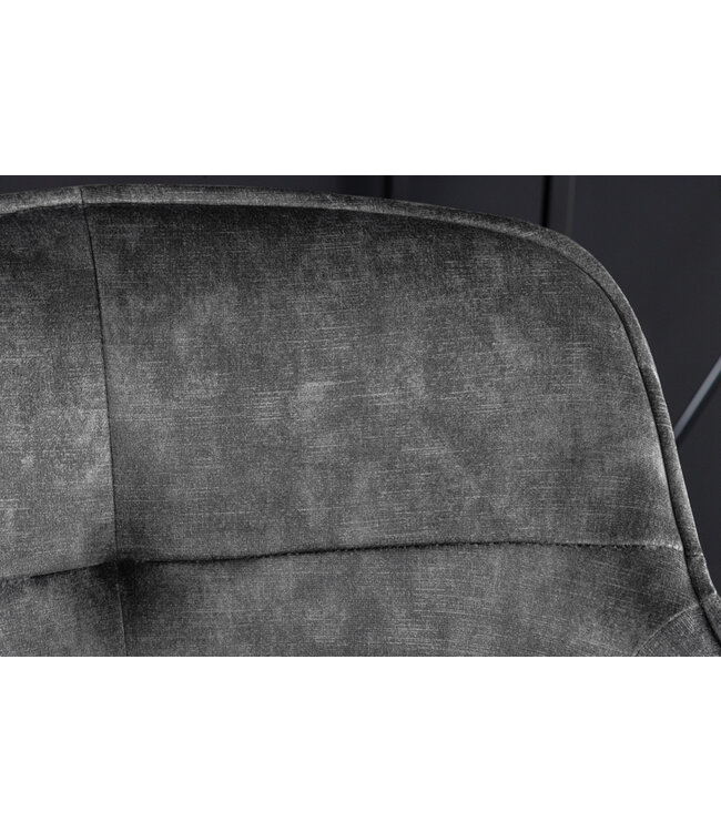 Invicta Interior Design barkruk EUPHORIA grijs fluweel zwart metalen poten barstoel met rugleuning - 43690