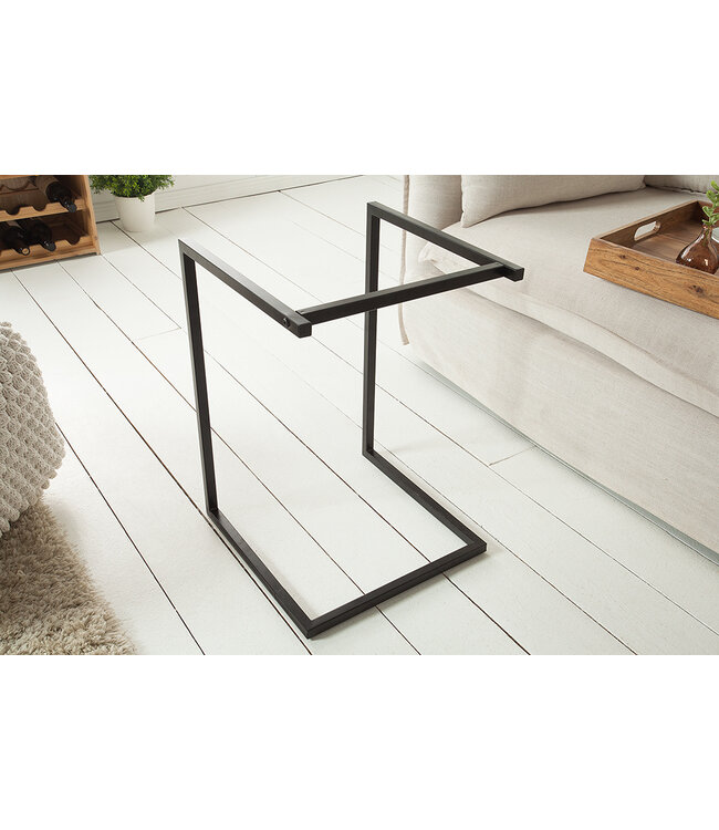 Invicta Interior Design bijzettafel CIANO 40cm massief acaciahout zwarte dienbladtafel - 39518