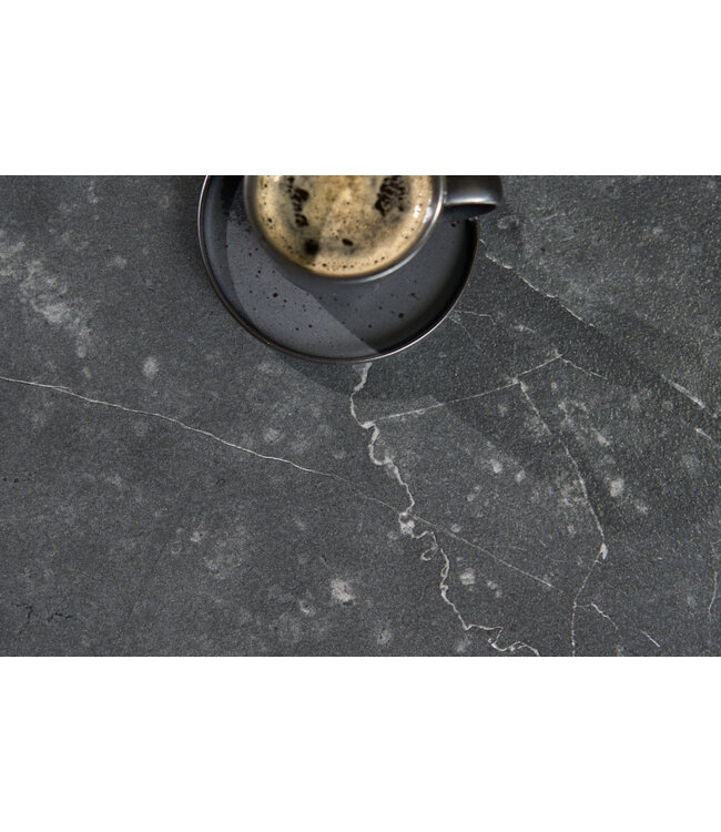 Invicta Interior Set van 2 bijzettafels ELEGANCE 45cm zwart marmeren design metalen frame rond - 43644